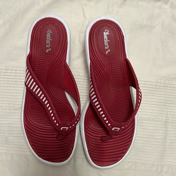 Red Sketchers Wedge Sandals - Picture 1 of 4